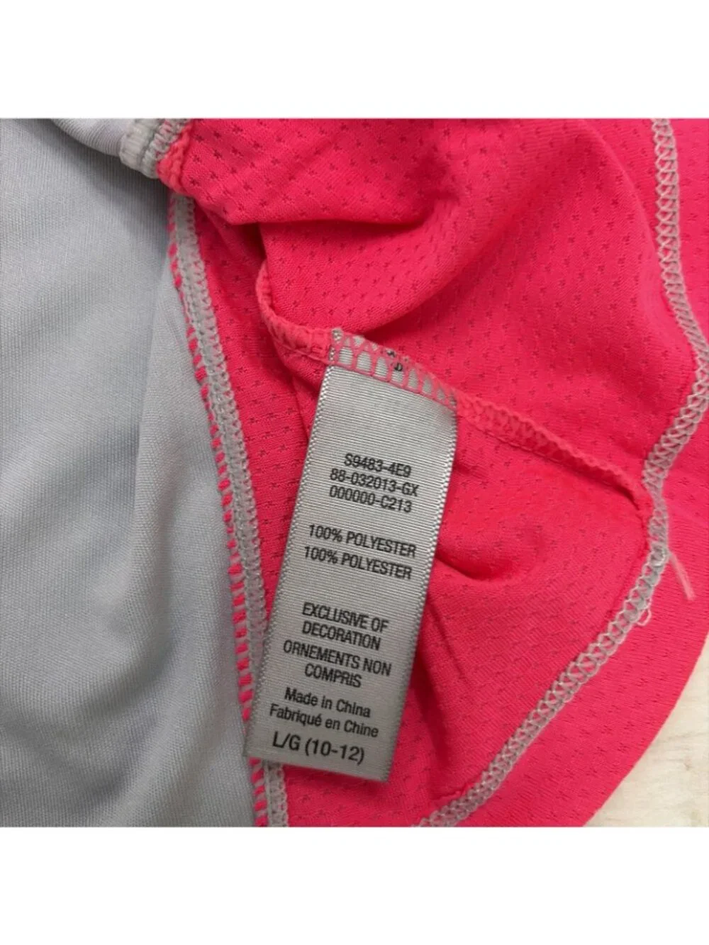 Champion Girls NWT Semi Fitted Gray Pink Athletic Tee L 10/12 UV Protection